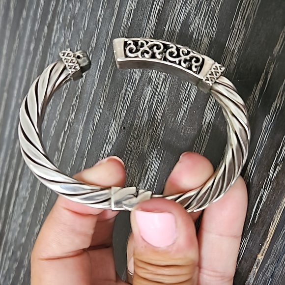 Sterling and 14k hinged bangle bracelet - Picture 3 of 4